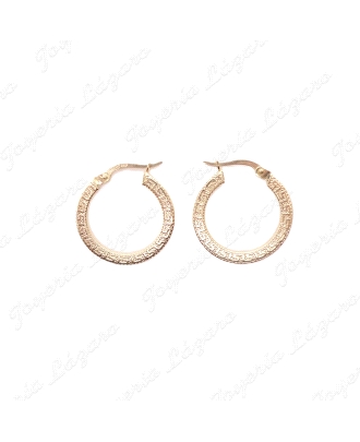 PEND. AROS ORO 18 KTS PLANOS GRECA 1 CARA 15MM