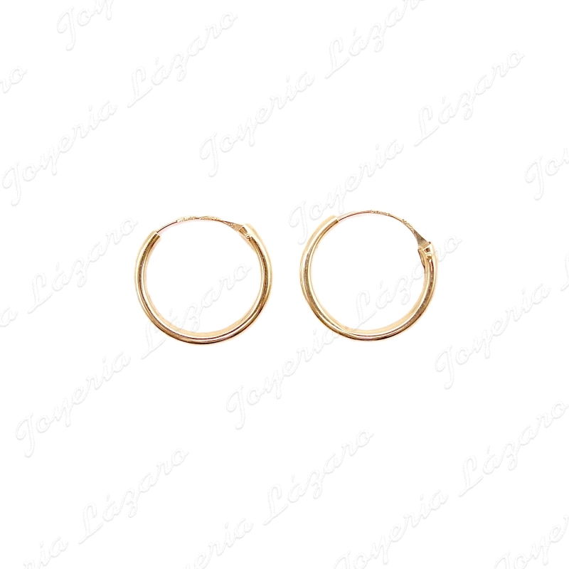 PEND. AROS ORO 18 KTS LIGERO TUBO SIMPLE, 1.5X14MM