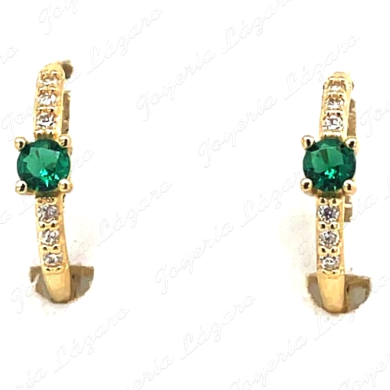PEND. AROS ORO 18 KTS CIRCONITAS+CIRCO VERDE