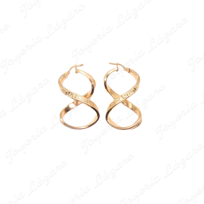 PEND. AROS ORO 18 KTS OCHOS 4X40MM TABLA GRECA