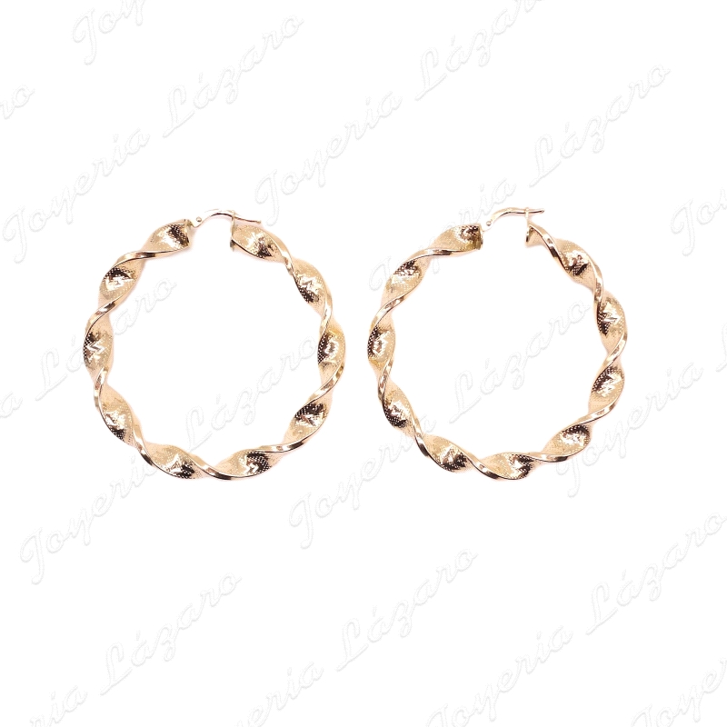 PEND. AROS ORO 18 KTS RIZADOS GRECA 40MM INT