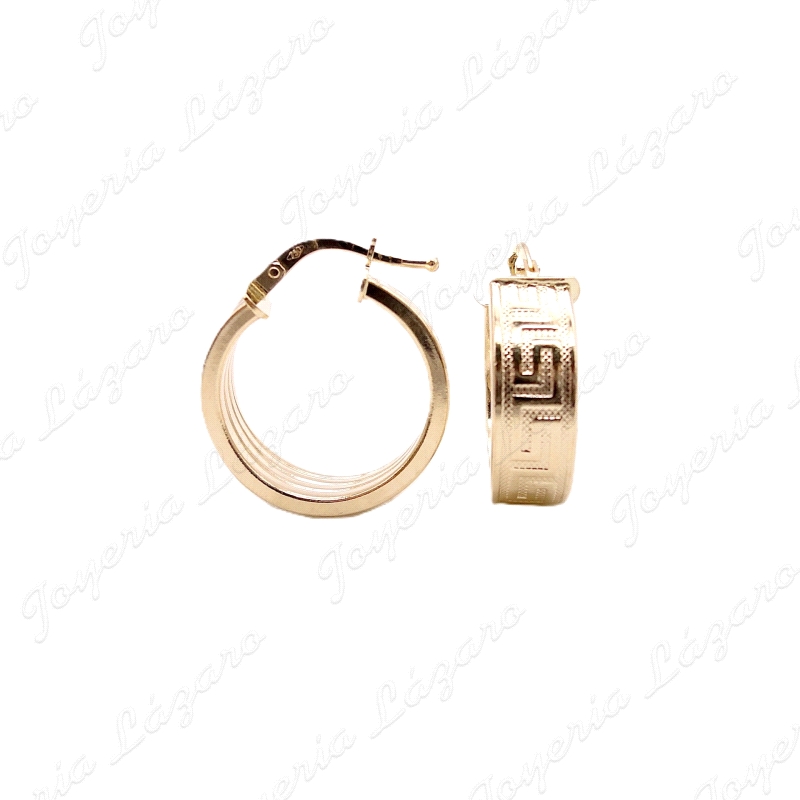 PEND. AROS ORO 18 KTS TABLA GRECA 6MMX15INT