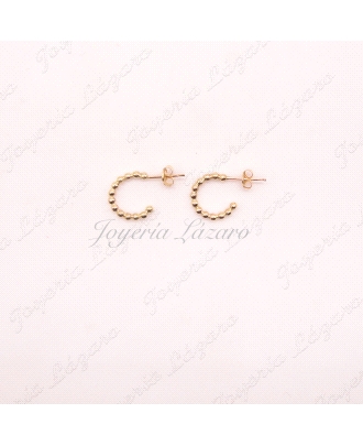 ORO 18 KTS PEND. AROS BOLITAS SIERRE PRES.1CM INT.