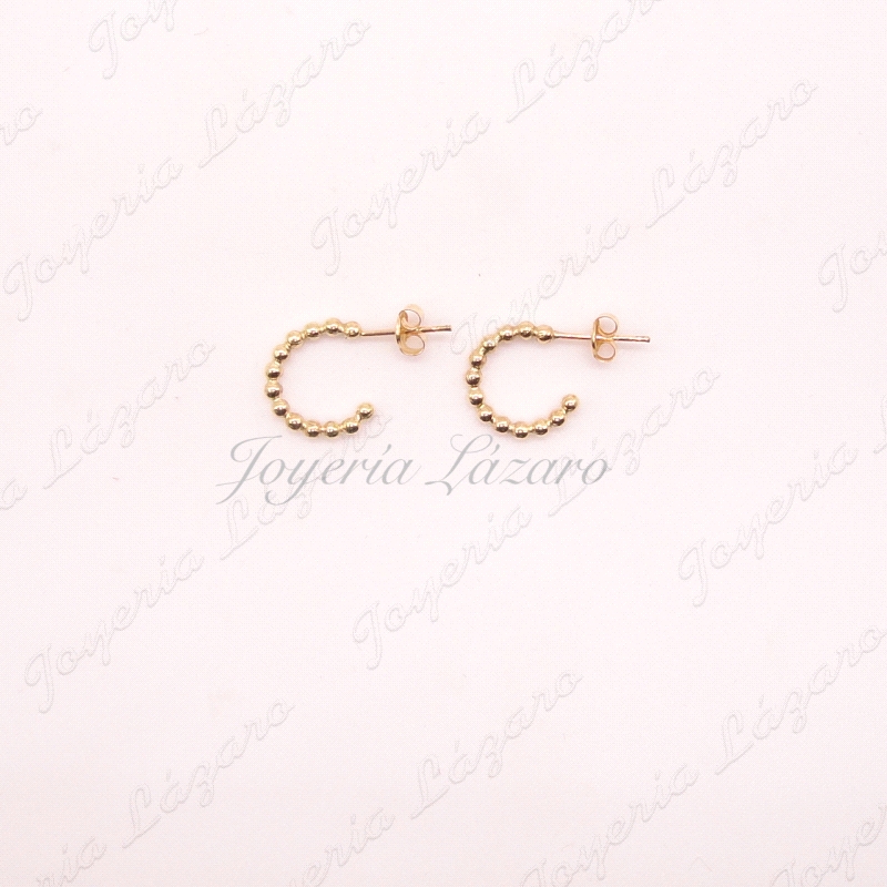 ORO 18 KTS PEND. AROS BOLITAS SIERRE PRES.1CM INT.