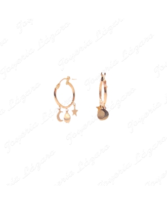 ORO 18 KTS PEND. AROS ESTRELLAS+DISCO+LUNA