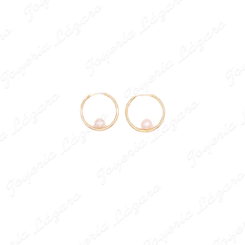 ORO 18 KTS PENDIENTES AROS 50X20 PERLA INT.