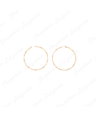 ORO 18 KTS PENDIENTES AROS  RIZO 60MM