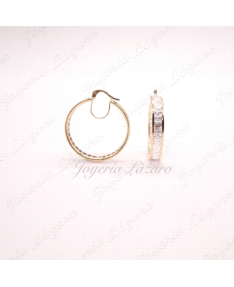 ORO 18 KTS PENDIENTES AROS CIRCO EN CARRIL