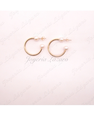 ORO 18 KTS PEND. AROS+PERLA 2X26 PAN