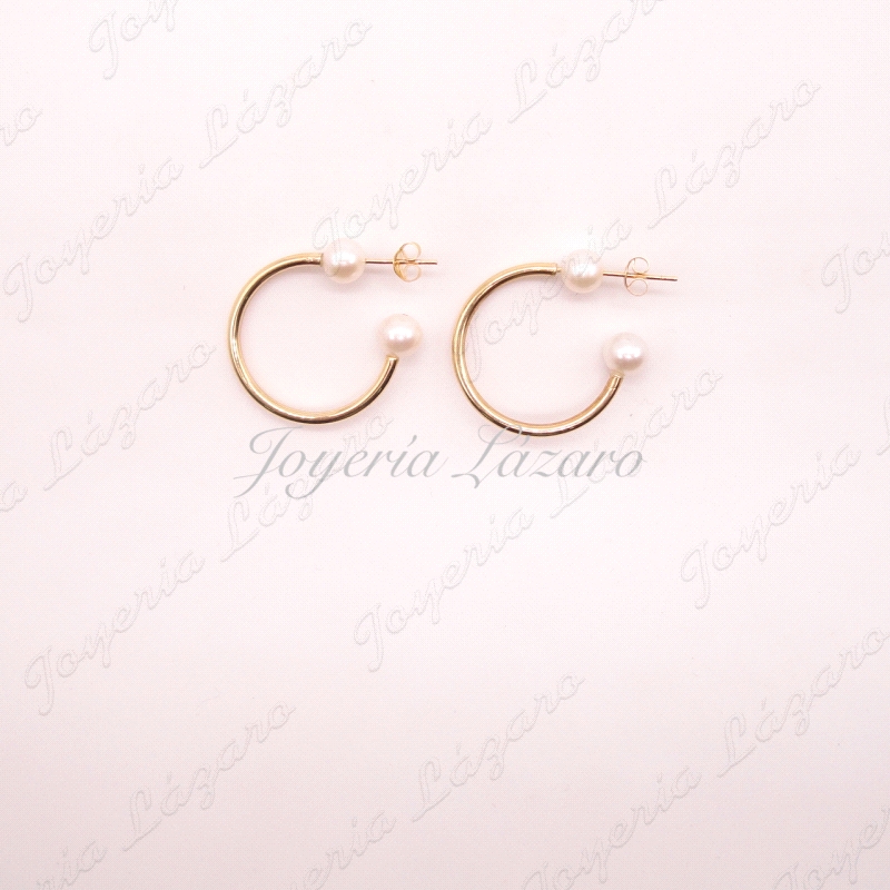 ORO 18 KTS PEND. AROS+PERLA 2X26 PAN