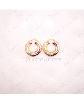 PENDIENTES AROS ORO 18KT,TRICOLOR,DIAMETRO 33MM
