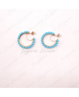 PEND. 18KTS AROS TURQUESA O CORAL