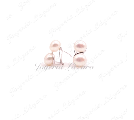 PENDIENTES 18KTS BL. 2 PERLAS NATURALES  CIERRE OMEGA