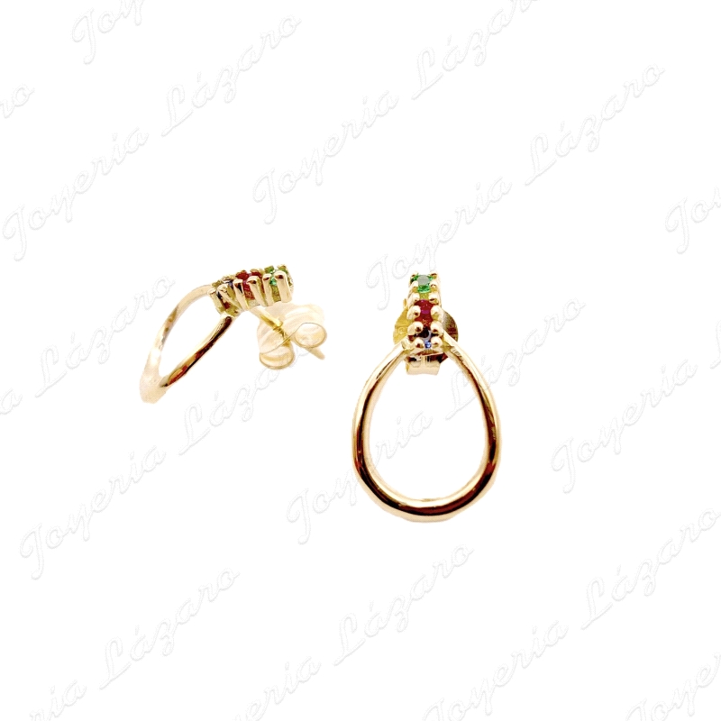 PEND. ORO 18 KTS CIRCO. COLORES+OVALOC. PRES.