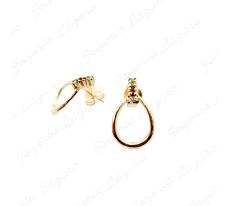 PEND. ORO 18 KTS CIRCO. COLORES+OVALOC. PRES.