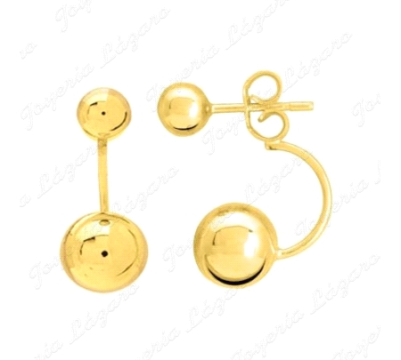 PEND. ORO 18 KTS BOLITA EN LOBULO+BOLA DEBAJO LOBULO C. PRESION