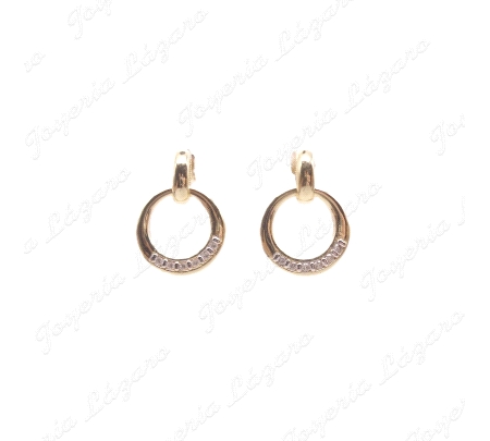 PEND. ORO 18 KTS ARO PLANO COLGANDO, 1/2 ARO CON CIRCO., C. PRESION