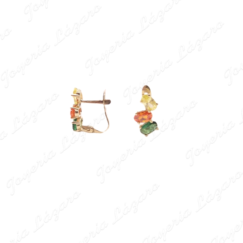 PEND. ORO 18 KTS 3 PIEDRAS COLORES OVAL 5X3