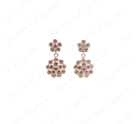 PEND. ORO 18 KTS FLOR+ROSETON CIRCONITAS COLGANTO EN PRESION