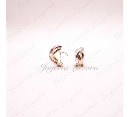 ORO 18 KTS PEND. OMEGA,MEDIOS AROS TRICOLOR