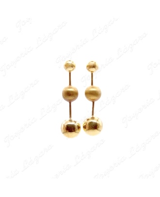 ORO 18 KTS PEND. LARGOS 3 BOLAS ESCALA MATE Y BHRILLO C. PRES