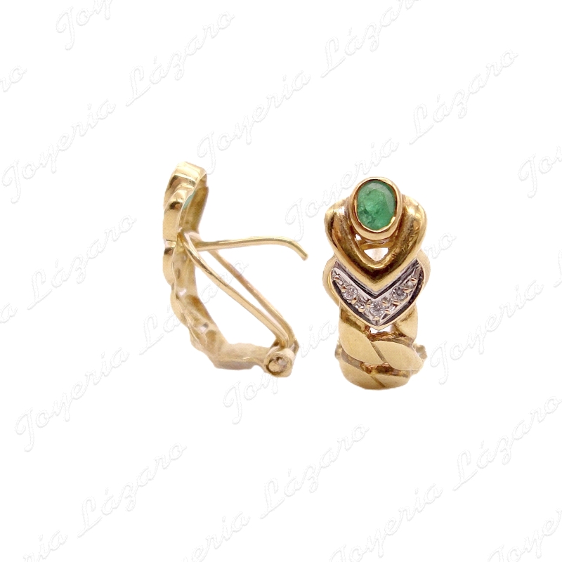 ORO 18 KTS PEND. OMEGA ESPIGA CON CABUJON  ESMERALDA