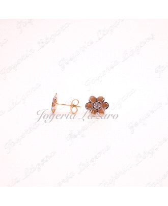 ORO 18 KTS PENDIENTES FLOR BIC.