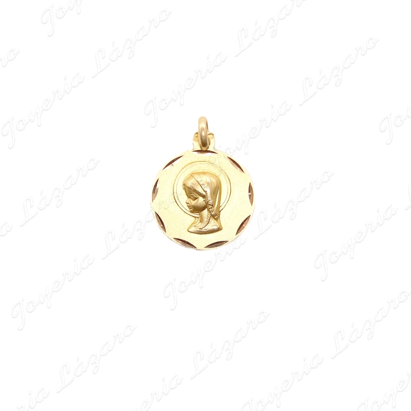 MEDALLA ORO 18 KTS VIRGEN NIÑA REDONDA 18MM