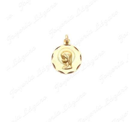 MEDALLA ORO 18 KTS VIRGEN NIÑA REDONDA 18MM