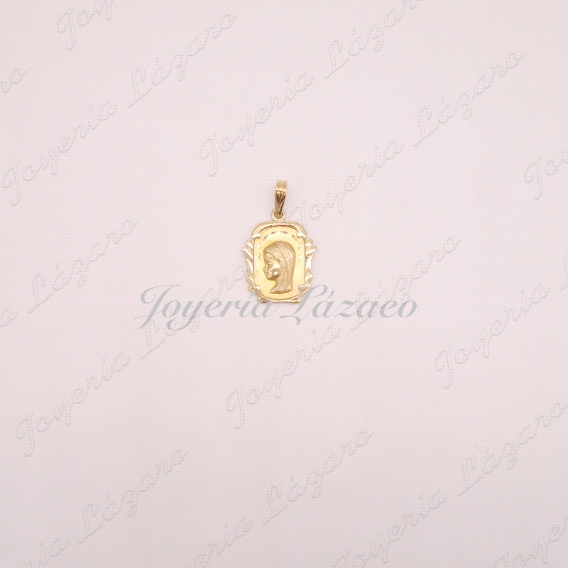 ORO 18 KTS MEDALLA V. NIÑA CUADRADA MARCO