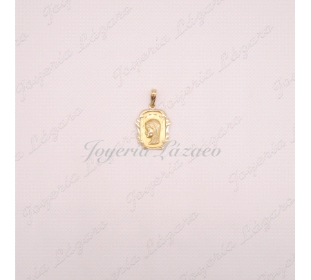 ORO 18 KTS MEDALLA V. NIÑA CUADRADA MARCO