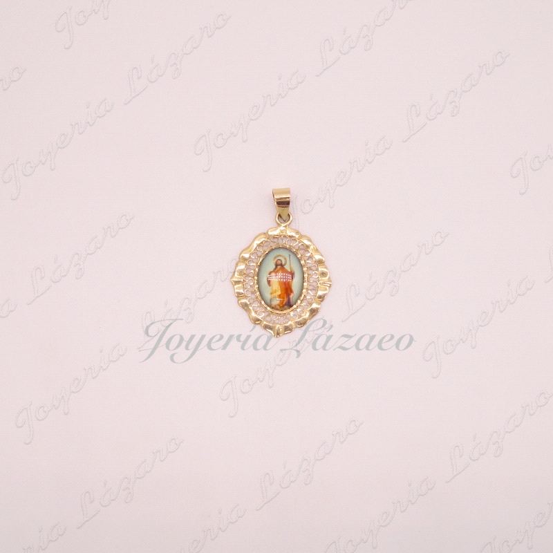 ORO 18 KTS MEDALLA CRISTO ESMALTE