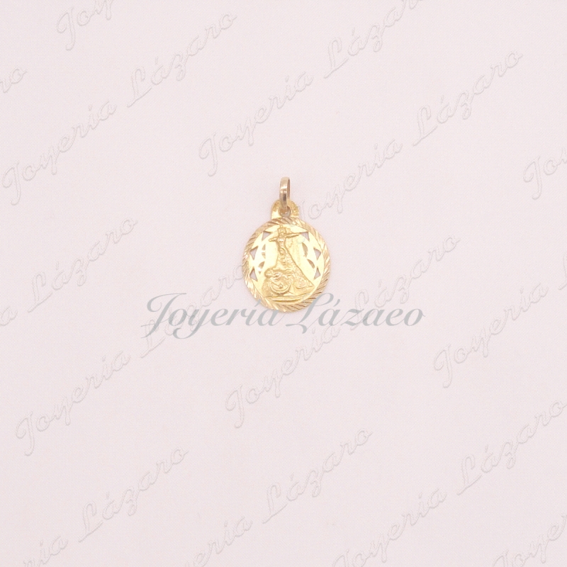 MEDALLA 18KTS VIRGEN DE LAS ANGUSTIAS 16MM FILO GALLONADO