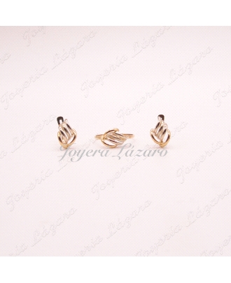 JUEGO 18KTS PEN+SOR CIERRE CATAL BICOLR MATE/BRILLO