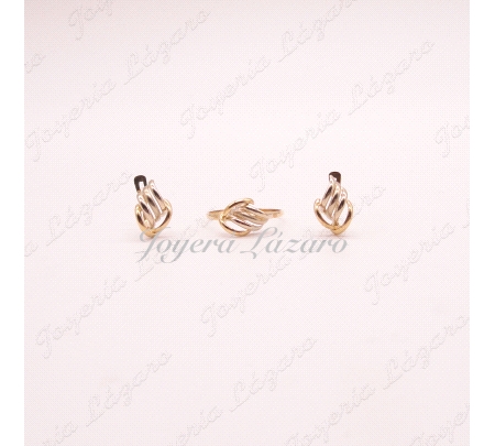 JUEGO 18KTS PEN+SOR CIERRE CATAL BICOLR MATE/BRILLO