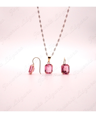 PEND. 18KTS PALO HIPPIE ROSA DE FRANCIA JUEGO COLG.