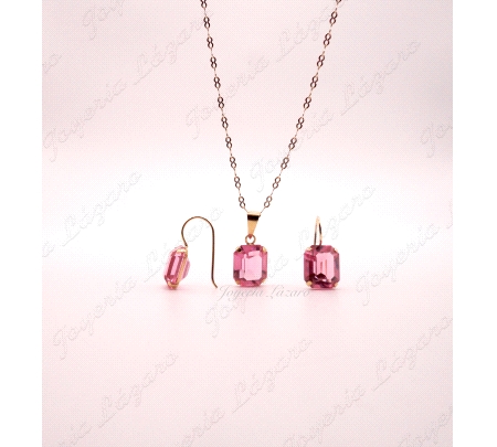 PEND. 18KTS PALO HIPPIE ROSA DE FRANCIA JUEGO COLG.