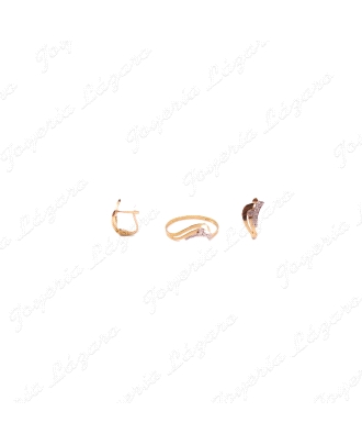 JUEGO 18KTS PEN+SOR BICOLOR BANDA MICROCIRCO 2 BANDAS BRILLO