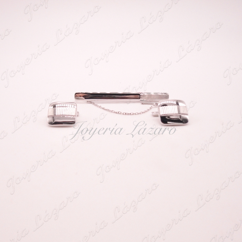 GEMELOS 18KTS ORO BL.+PILLACORBATAS CUADRADO