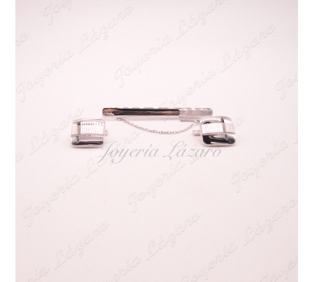 GEMELOS 18KTS ORO BL.+PILLACORBATAS CUADRADO