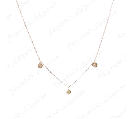 GARGANTILLA ORO 18 KTS 3 MOTIVOS DISCOS MICROCIRCO.