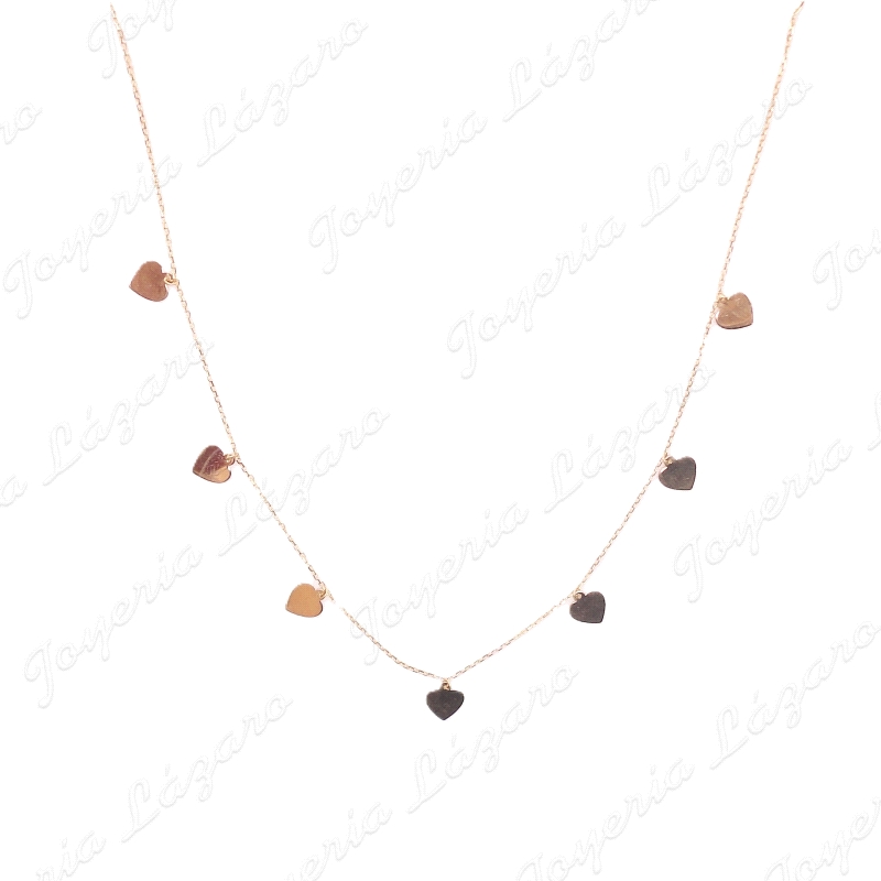 GARGANTILLA ORO 18 KTS CORAZONES CHAPA