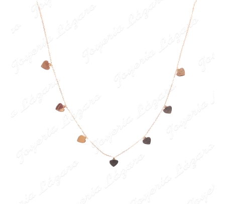 GARGANTILLA ORO 18 KTS CORAZONES CHAPA