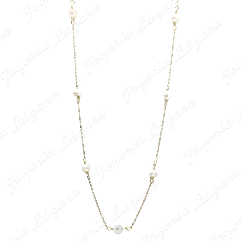 Gargantilla Oro Amarillo de 18 quilates con Perlas Naturales de 4 5 mm, largo de 42cm, con anilla a 3cm para poder ajustar a la 