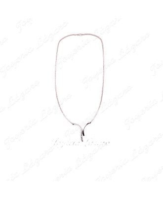 JUEG, GARGANTILLA + PENDIENTES ORO BL.18KT. MOTIVO DOBLE CON CIRCONITA