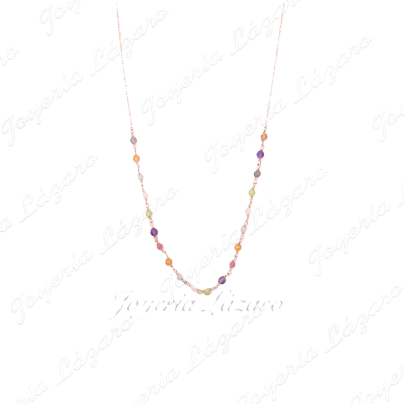 GARGANTILLA ORO 18 KTS LIGERA, BOLITAS CIRCONITAS TUTIFRUTI