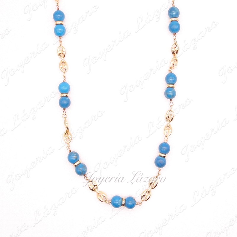 ORO 18 KTS GARGANTILLA TURQUESA CALABROTE