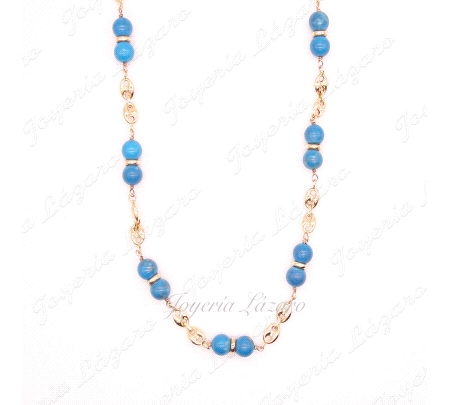 ORO 18 KTS GARGANTILLA TURQUESA CALABROTE