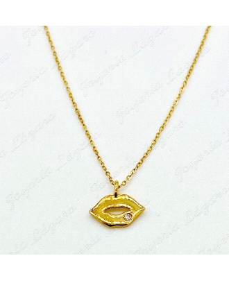 ORO 18 KTS GARGANTILLA LABIO+ DIAMANTE  BRILLANTE
