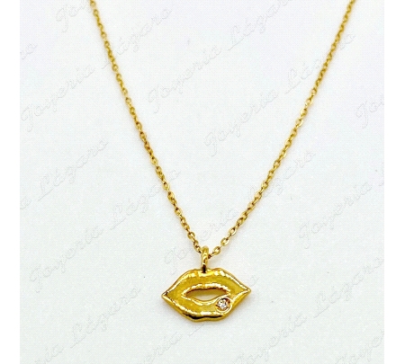 ORO 18 KTS GARGANTILLA LABIO+ DIAMANTE BRILLANTE
